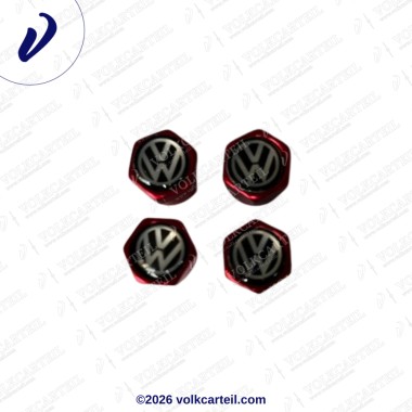 JUEGO TAPAS VALVULAS AIRE LLANTAS VW(ROJO)